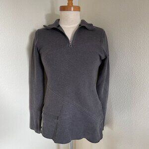 Columbia Sportswear Gray Quarter Zip Asymmetrical Design Knit Sweater Size Small